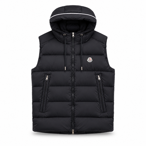 Black Hooded Puffer Gilet