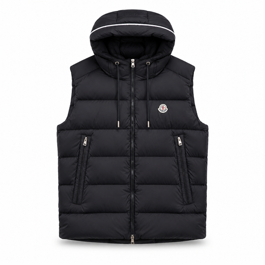 Black Hooded Puffer Gilet