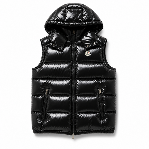 Black Gloss Hooded Puffer Gilet